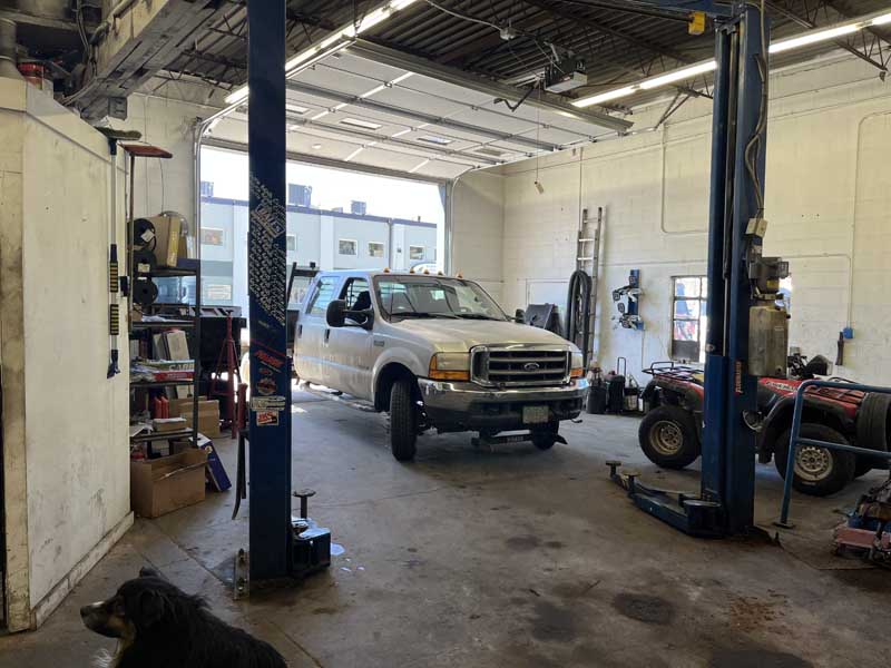 Truck being services at Durango Automotive Repair